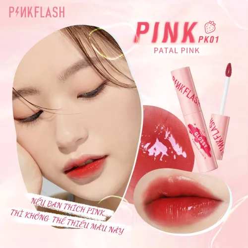 PINKFLASH Watery Glam Lip Gloss Super Glossy Shiny Lip Tint Chất lượng cao Dưỡng ẩm Không bết dính Lâu trôi